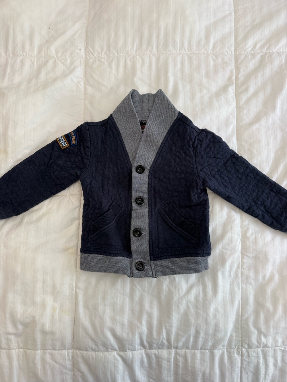 Catimini Navy Jacket with Gray Shawl Collar